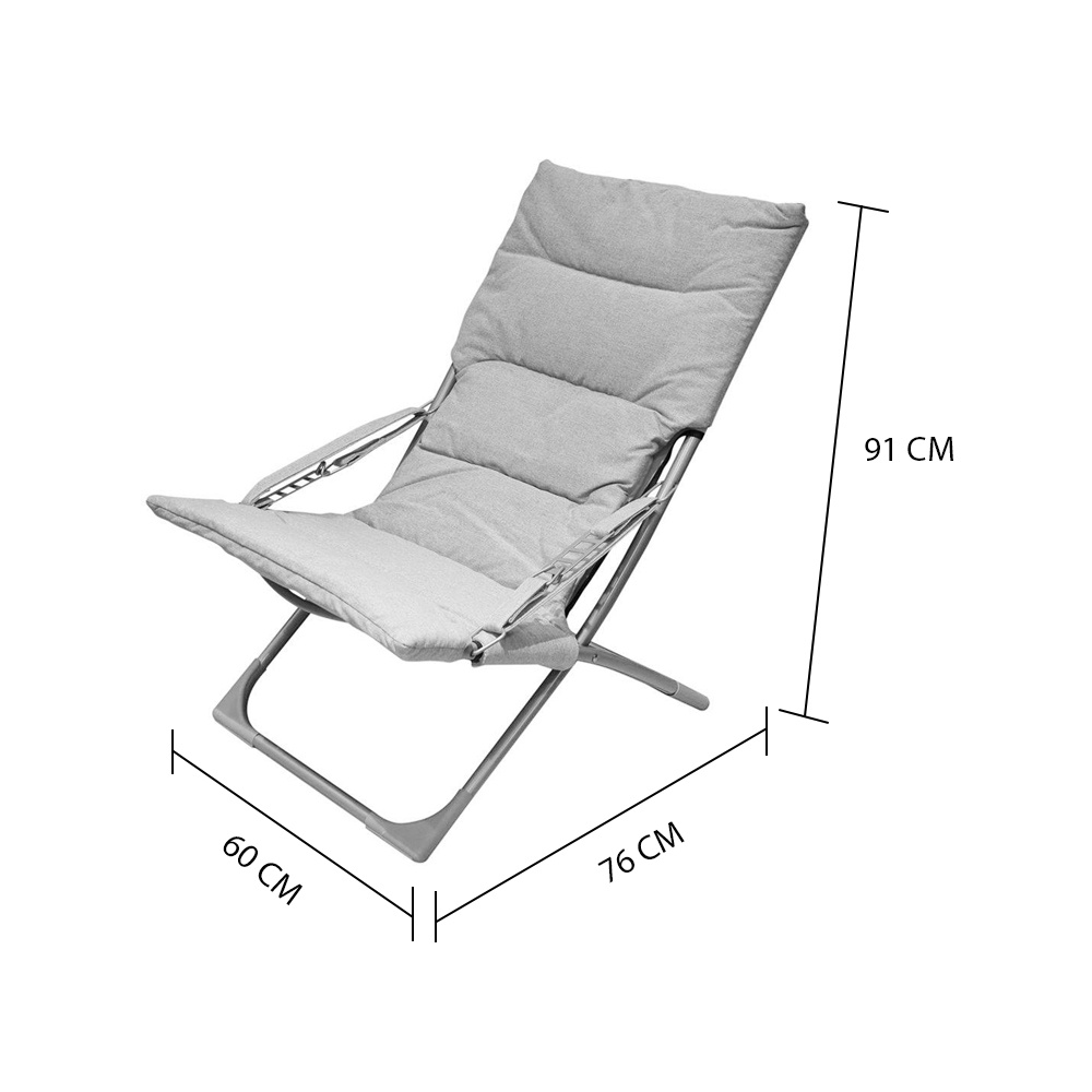 HomeBase FURDINI Ghế ngồi thư giãn bằng vải khung thép cao cấp có thể điều chỉnh 3 cấp độ Thái Lan W86xH91xD76cm màu xám