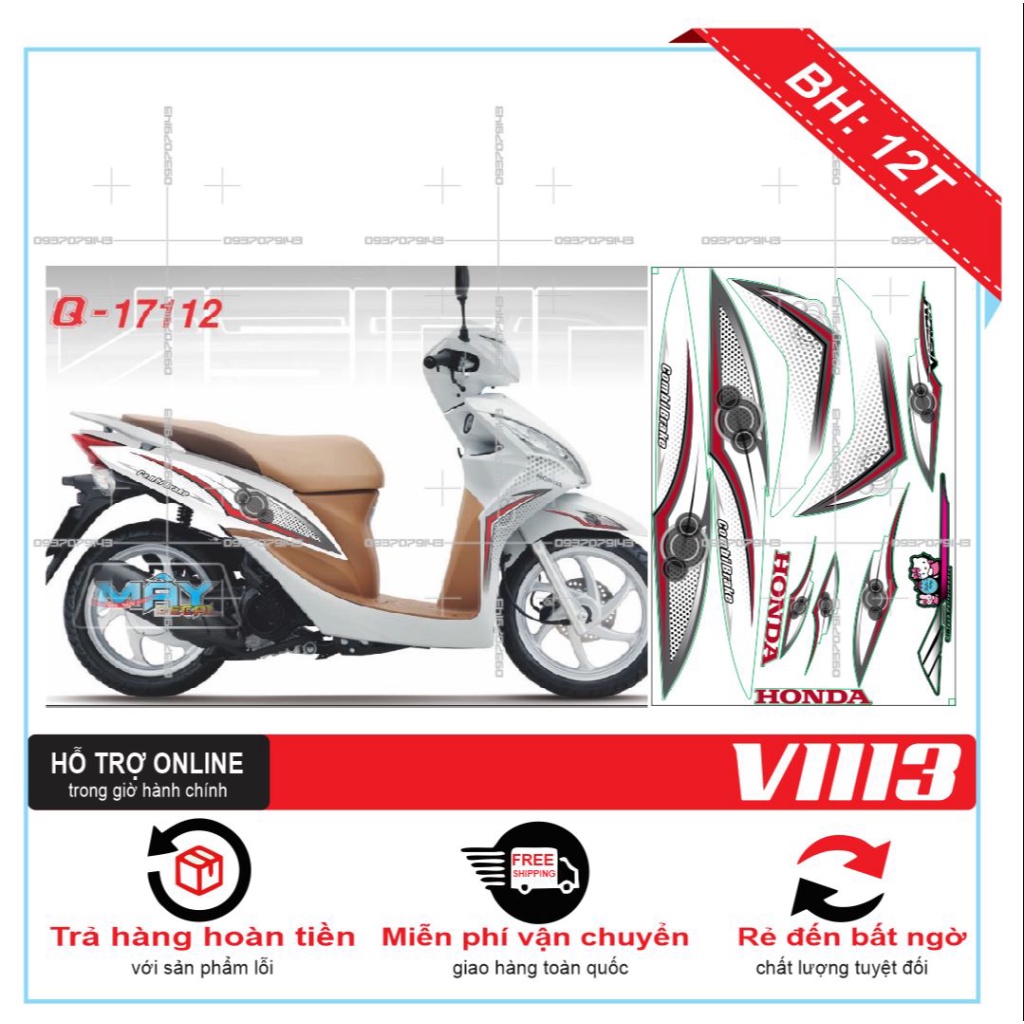 TEMXE VISION 2012 TRẮNG ĐỎ -- SHIN DECAL 2