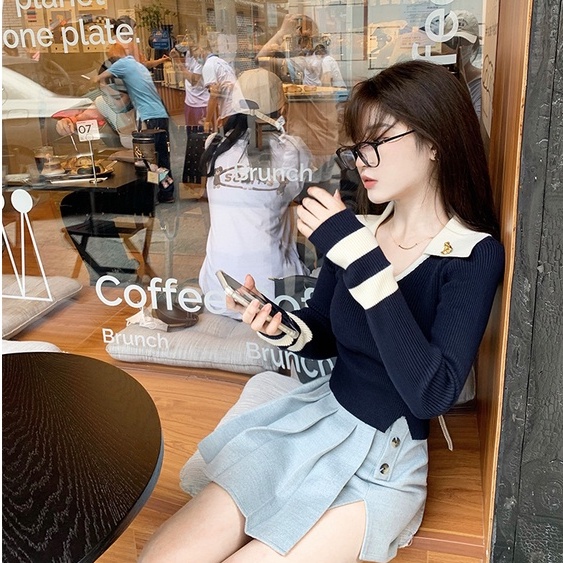 Áo len tay dài cổ chữ V