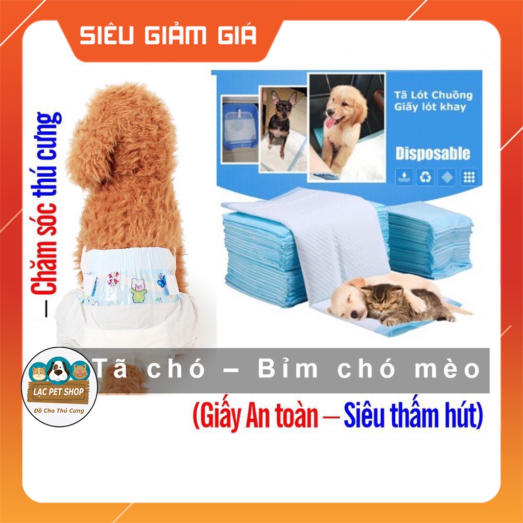 (Lẻ 1 chiếc) Bỉm chó mèo dạng quần dán &amp; Tã giấy lót chuồng chất liệu giấy siêu thấm cho thú cưng