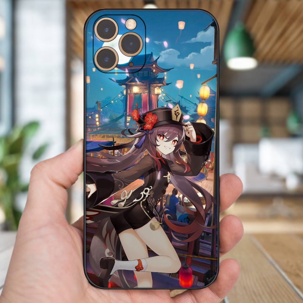 Ốp lưng iPhone 11 Pro dẻo đen cạnh vuông in hình Hutao Genshin Impact
