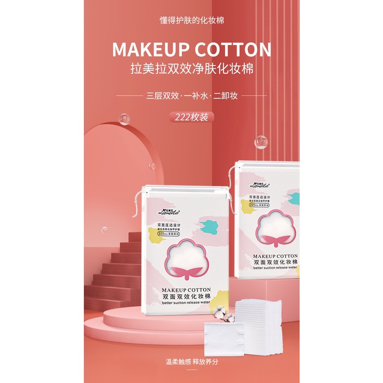 Bông Tẩy Trang 222 Miếng Lameila Bông Cotton Mềm Mịn Auth Nội Địa