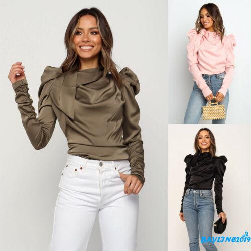 ❀ℳay-2019 Fashion Women Satin Blouses Bow Neck Long Sleeve Elegant Blouse Office Lady Shirts Female Blusas S-XL