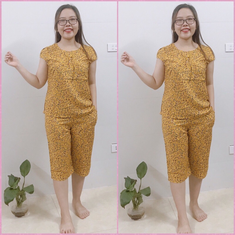 Bộ Lanh Nhung Tay Hến Quần Ngố San San, Bộ Nữ Mặc Nhà