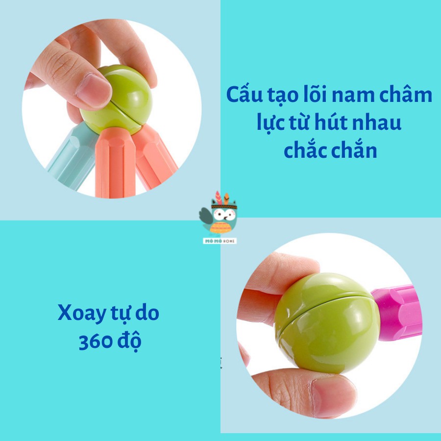 Đồ Chơi Nam Châm Xếp Hình Thông Minh Cao Cấp, Lắp Ráp thú vị. Phát huy trí tưởng tượng, sáng tạo của bé. KHỐI TRÒN