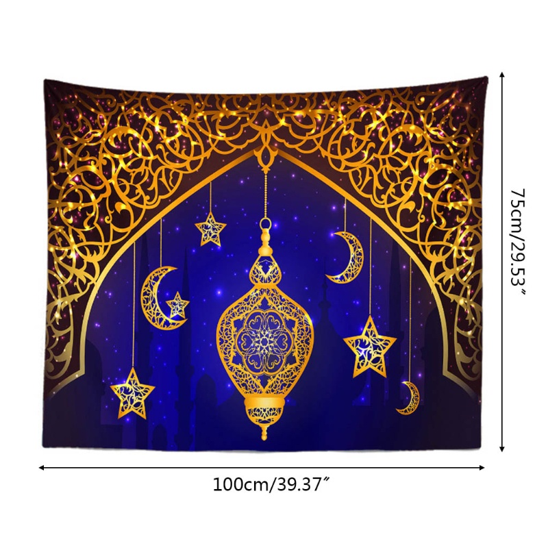 Thảm Treo Tường 100x75cm In Họa Tiết Eid Mubarak Ramadan Kareem Lâu Đài Đạo Hồi