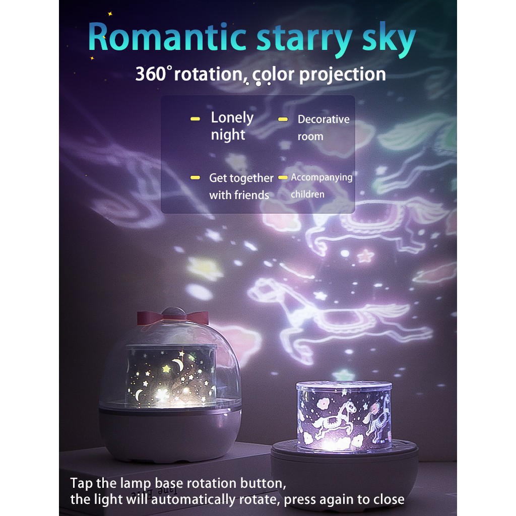 Máy Chiếu Đèn Led Xoay Được Có Nhạc Hình Khu Rừng Sao Biển Lãng Mạn Làm Quà Tặng Cho Bé