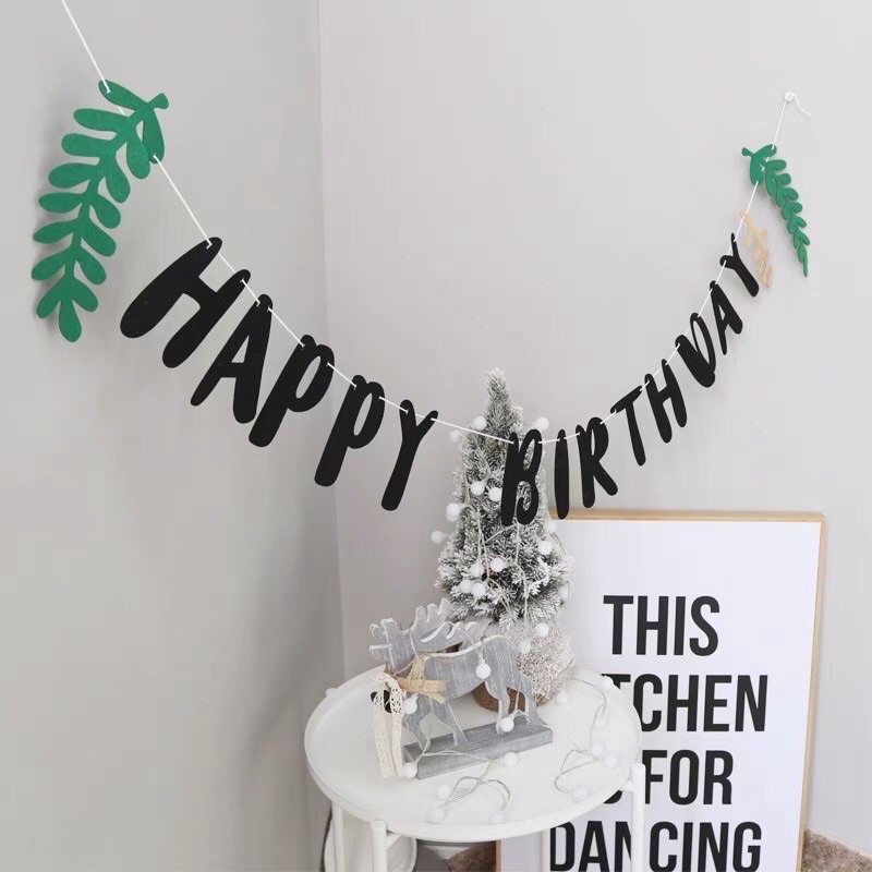 Dây Happy Birthday chất vải dạ trang trí sinh nhật Hàn Quốc