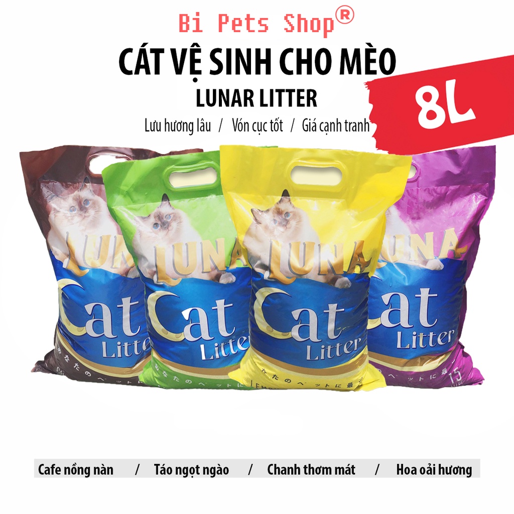 Cát vệ sinh cho mèo giá rẻ  , Cát mèo LUNA LITTER , Cát cho mèo đi vệ sinh lưu hương lâu, vón cục tốt , ít bụi ( 8L )