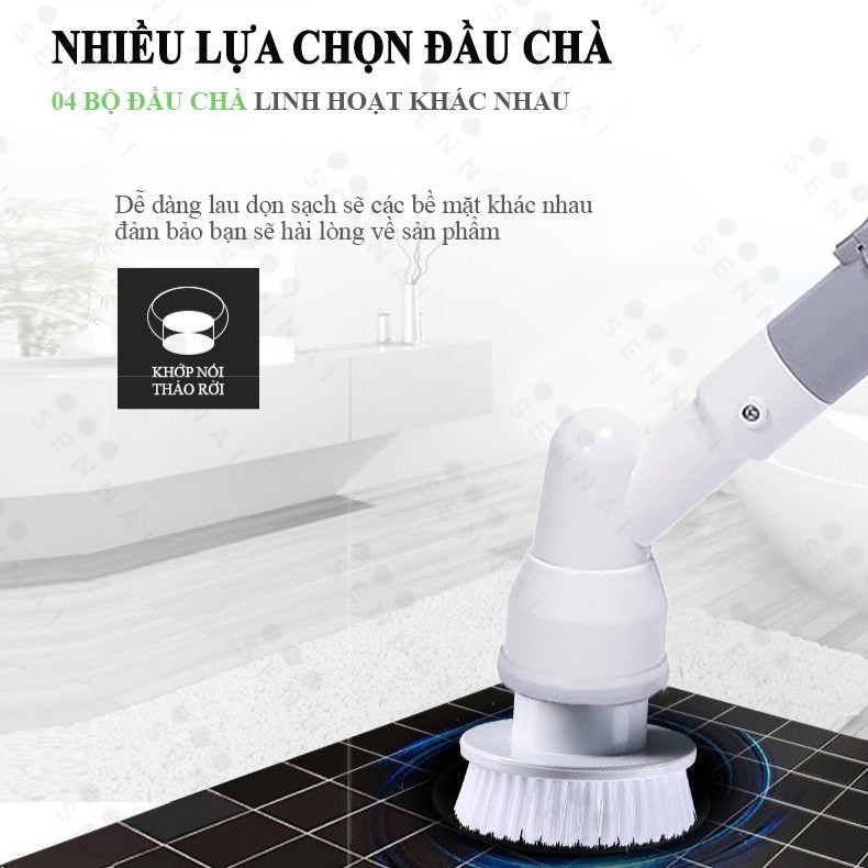 Chổi Cọ Nhà Vệ Sinh Bồn Cầu Toilet Không Dây Đa Năng SENNAI Công Suất 25W Pin 4000mAh - Hàng Chính Hãng Mẫu Mới