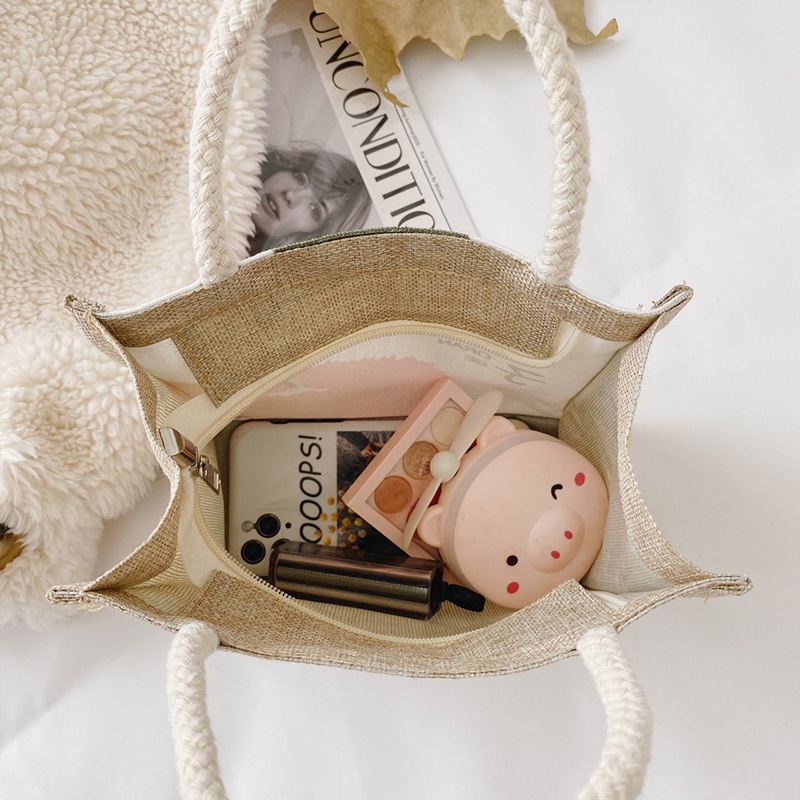 Túi xách tay IELGY vải canvas phong cách Nhật Bản xinh xắn thời trang dành cho nữ