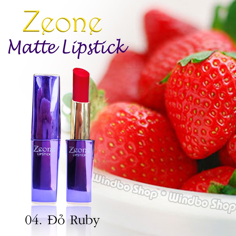 Son Lì Dưỡng Môi Zeone Tím Matte Lipstick - Màu 04 Đỏ Ruby