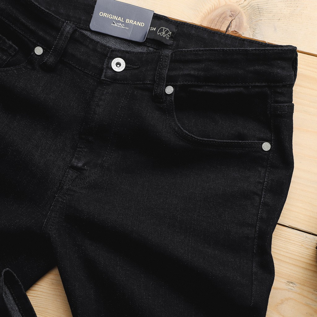 |Hẻm Store| Quần jean nam, quần bò nam Satoshi SAQJ45 dáng ôm chất Jean màu đen trơn, chất jean co giãn dày dăn | BigBuy360 - bigbuy360.vn