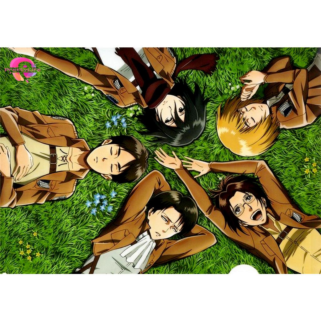 Tranh đính đá 5D tự làm hình Attack on Titan 40x30cm trang trí nhà cửa