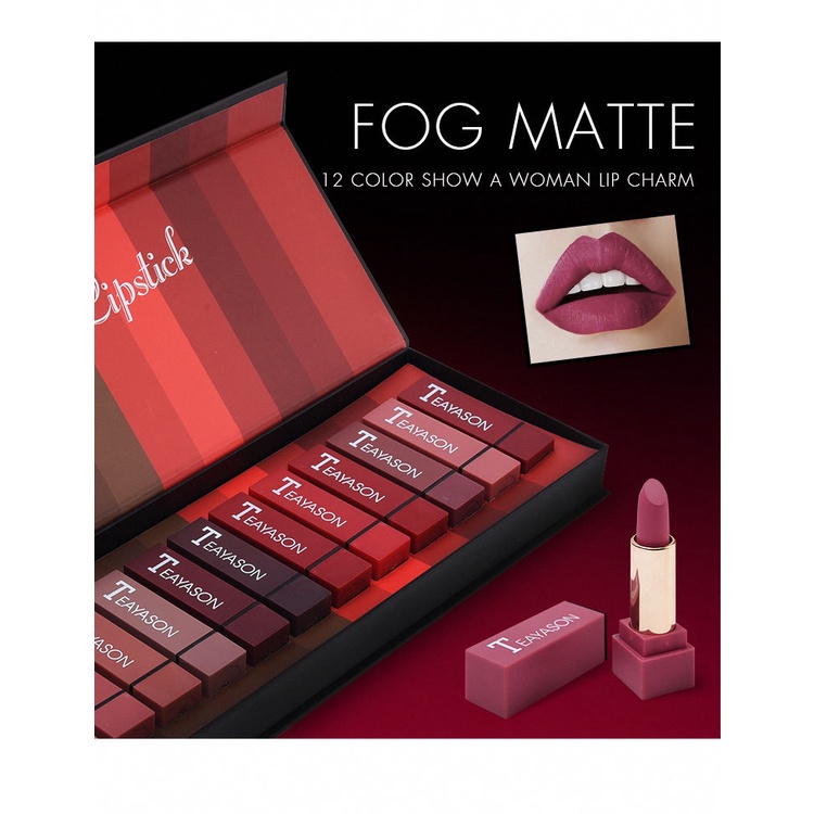 Mới Đặt Hộp 12 Màu Ống Vuông Sexy Màu Đỏ Son Môi Matte Lipstick Màu Bí Ngô Matte Màu Bẩn Màu Cam