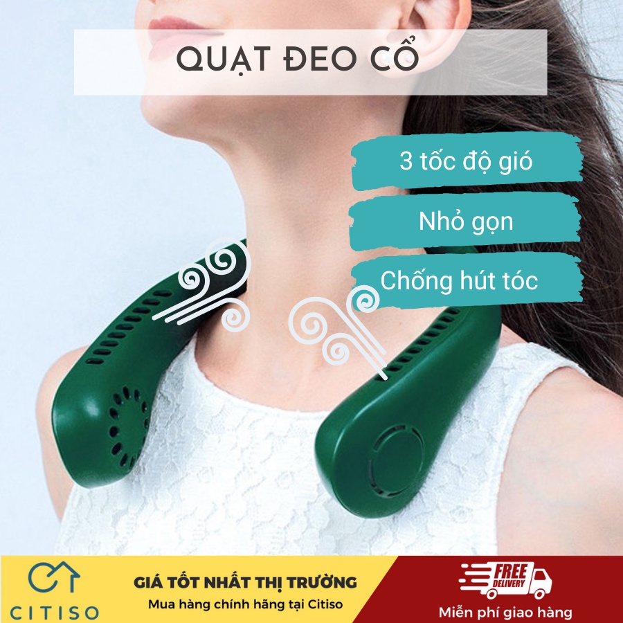 Quạt Đeo Cổ USB Mini Tích Điện Không Cánh Tiện Lợi, Thời Trang, Dáng Thể Thao Citiso