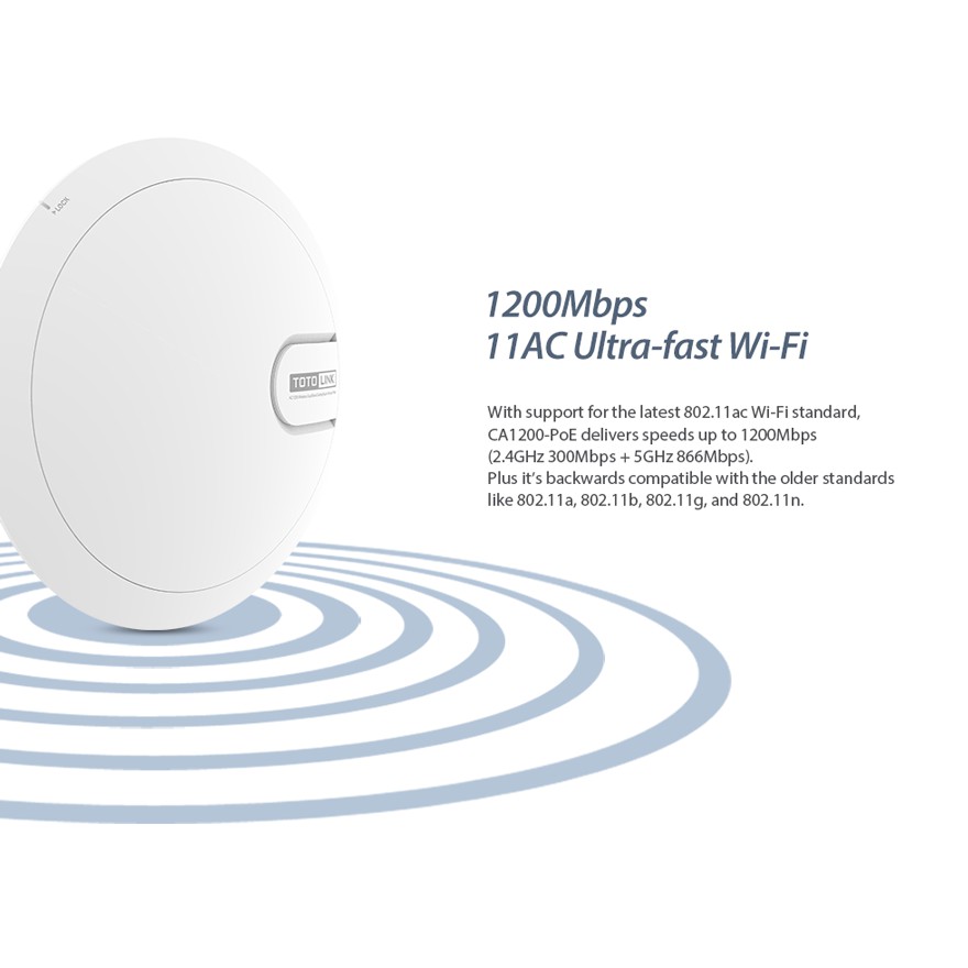 Thiết bị phát Wi-Fi ốp trần băng tần kép TOTOLINK AC1200