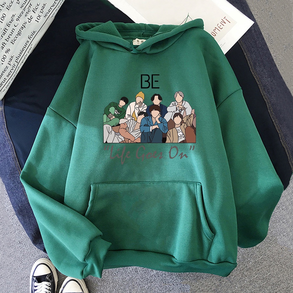 Áo Hoodie In Chữ Let Life Go on Phong Cách Harajuku Kpop Bangtan Boys Mới Cho Nữ