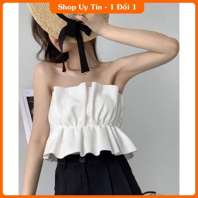 Áo Croptop Kiểu Áo Ống Quây Ngực Xếp Ly Dúm Eo Phong Cách Sang Chảnh Mới A5282