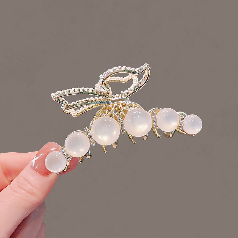 Kẹp Tóc Càng Cua Lưng Vừa Đính Đá Opal Đơn Giản Dành Cho Nữ