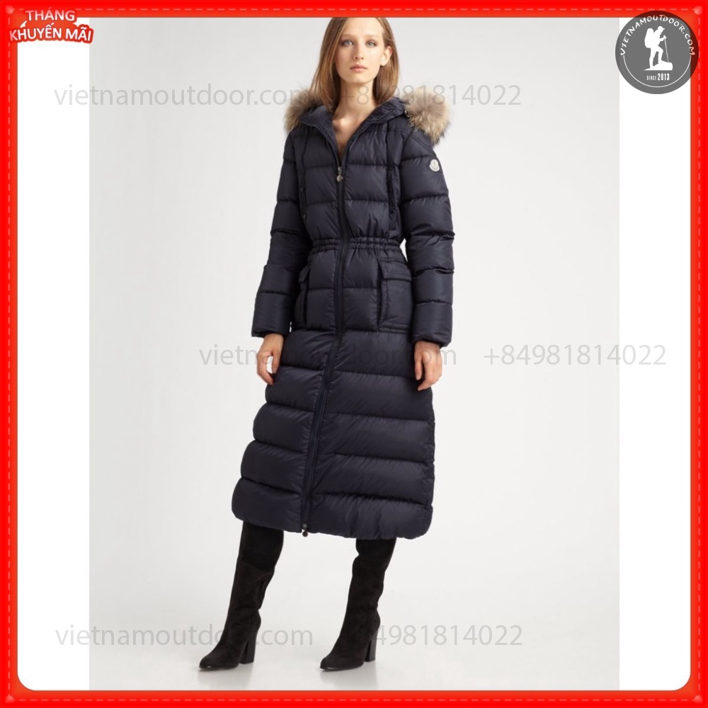 Áo khoác nữ Moncler  - Áo khoác lông vũ mangto cổ lông dáng dài nữ [ hàng chính hãng] - cho mùa đông ấm áp