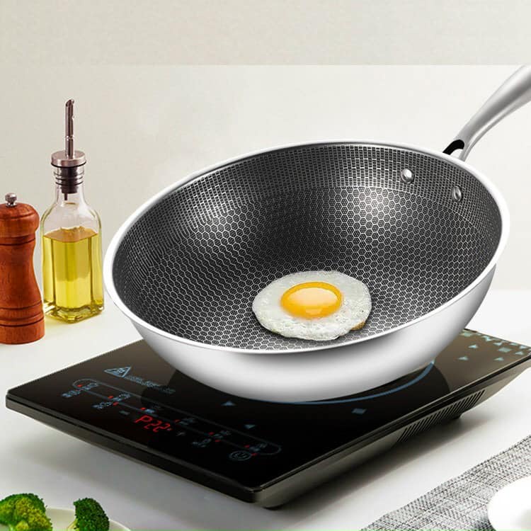 Chảo Vân Tổ Ong Thiết Kế Inox 3 Lớp Sâu Lòng Cào Không Xước Chống Dính Tốt