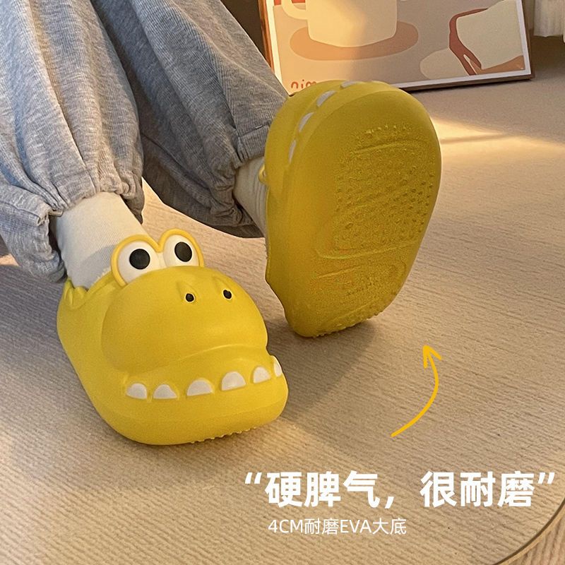 Dép Đi Trong Nhà Phong Cách Mới Họa Tiết Khủng Long Hoạt Hình Dễ Thương Chất Lượng Cao Chống Va Chạm Chống Thấm Nước Giữ Ấm Mùa Đông Cho Nữ