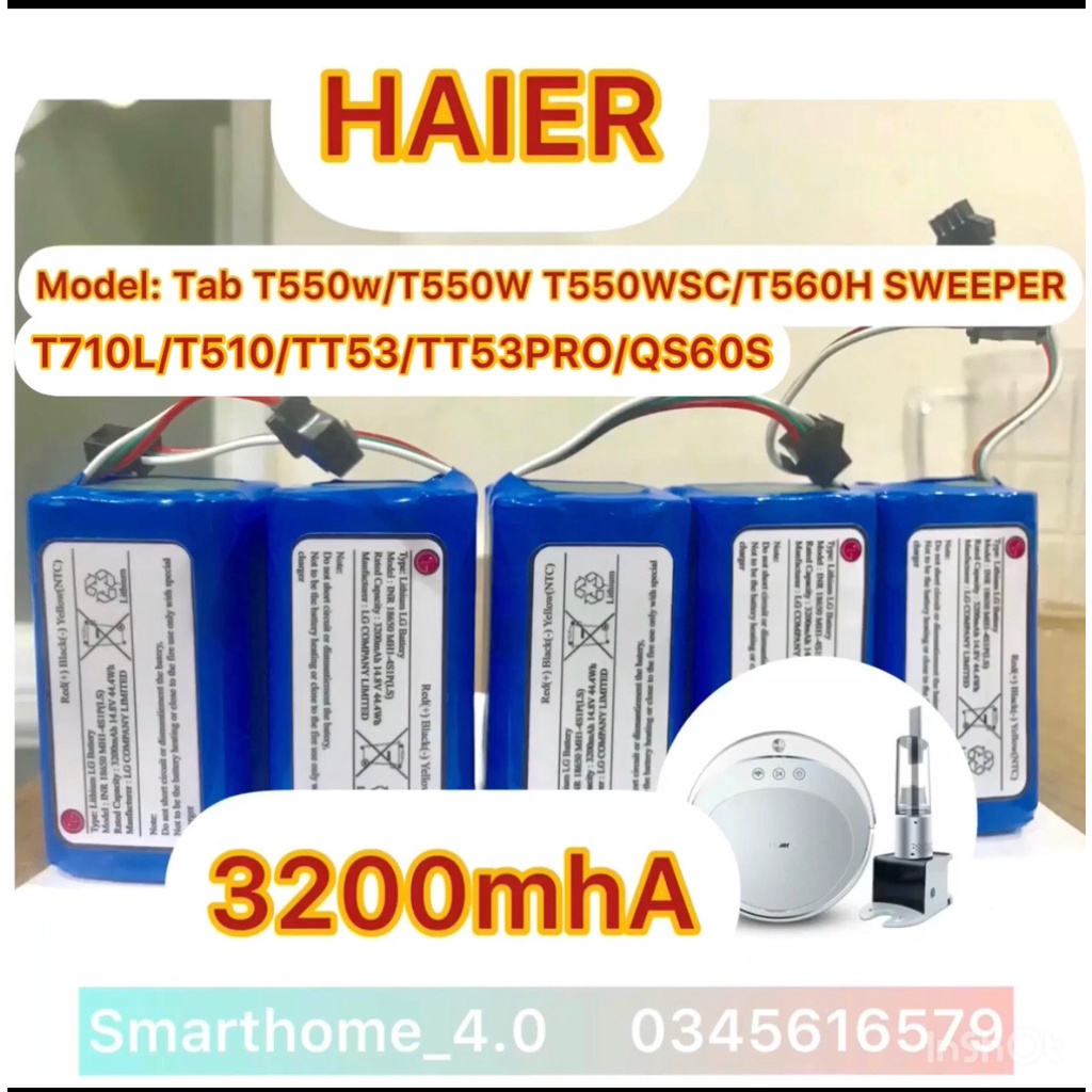 Pin LG 3200mA-BH 6 tháng nâng cấp cho Robot  HAIER Model: TAB T550W/T550WSC/T560/T710L/T510/TT53/TT53PRO/QS60S