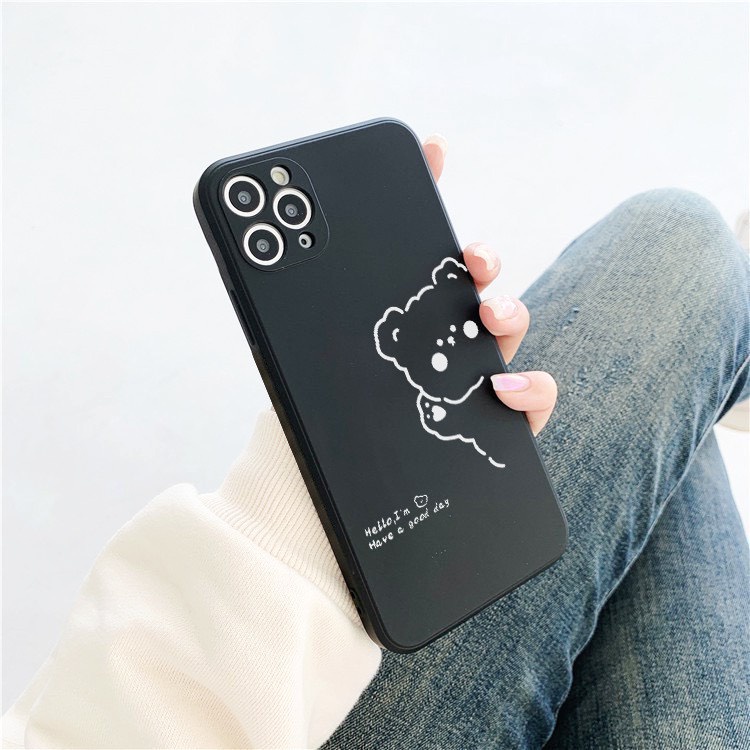 Ốp Lưng Iphone Cạnh Vuông, Bảo Vệ Camera Hình Gấu 7Plus,8Plus,x,xs,xsmax,11,11promax,12,12promax,13,13promax