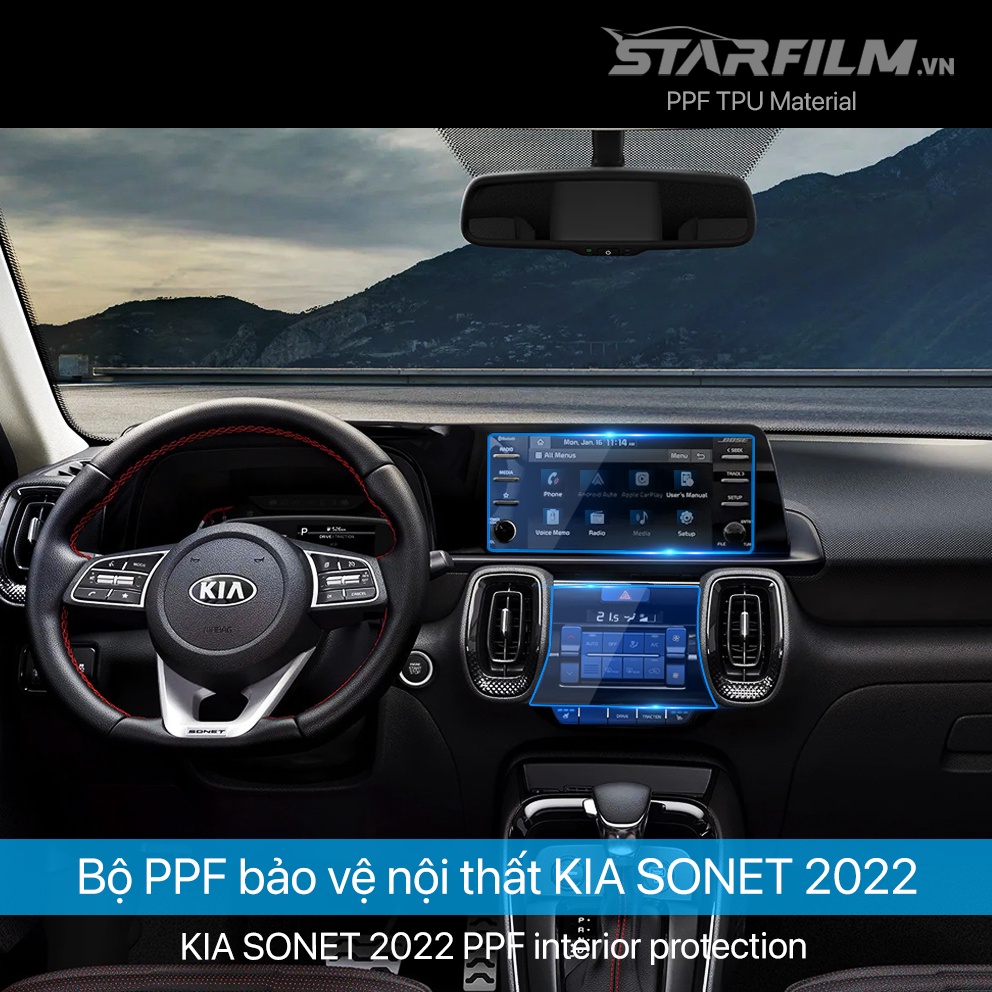 KIA SONET 2022 PPF TPU nội thất chống xước tự hồi phục STARFILM