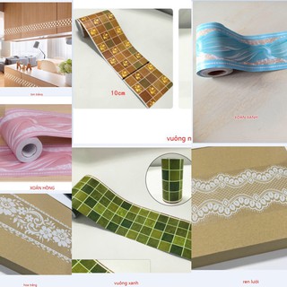 Decal dán viền dài 10M khổ 10CM  Đường viền dán chân tường không thấm nước PVC tự dính