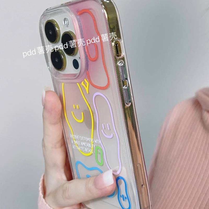 Ốp điện thoại bảo vệ toàn diện in hình biểu tượng cảm xúc thích hợp cho 14/ 13 Promax 12/11pro XR/ XS 7/ 8Plus HMWP