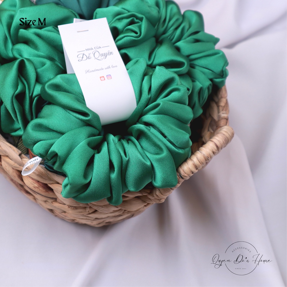 Satin Scrunchies Tone Xanh Cao Cấp Nhiều Màu Thanh Lịch, Bảo Vệ Tóc