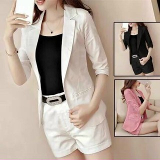 Set đùi cổ vest lai bầu cài nút thật