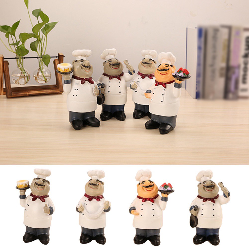 Eworld Resin Chef Figurine Miniatures Decoration Crafts Home Bar Restaurant Kitchen Ornament decor