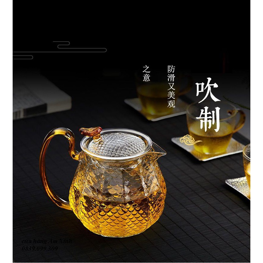 Bộ ấm chén pha trà thủy tinh chịu nhiệt 560 ml