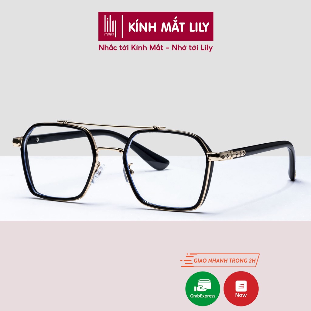 [Mã FARSBREST30 giảm 10% đơn 99K] Gọng kính thời trang nam nữ Lilyeyewear mắt vuông to không độ chống ánh...