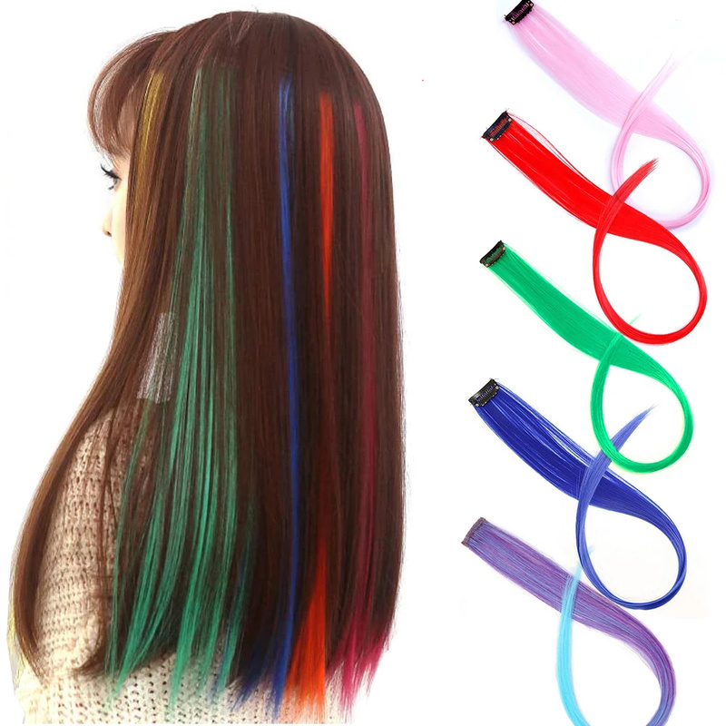 Kẹp tóc giả nữ dài thẳng màu ombre cá tính