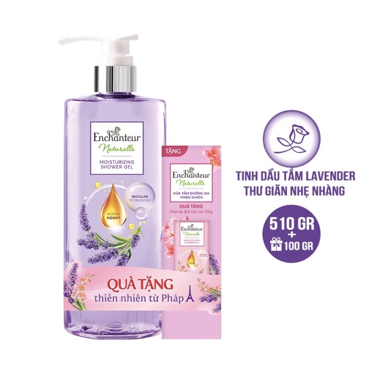 Sữa tắm dưỡng da hương nước hoa Enchanteur Naturelle 510g+Tặng sữa tắm 100g