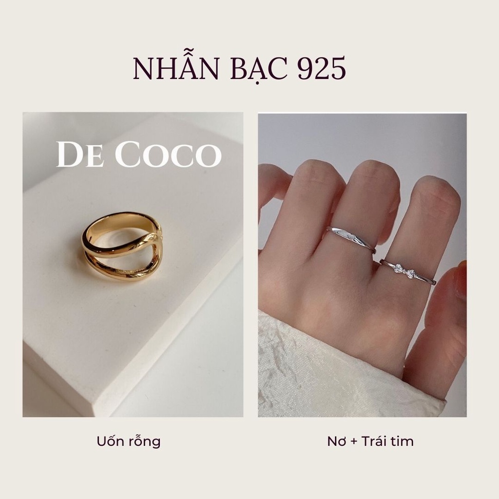 Nhẫn nữ bạc 925 basic tổng hợp De Coco