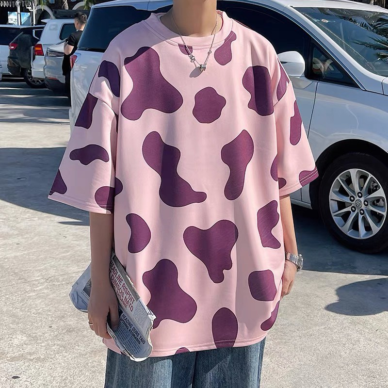 Áo thun tay lỡ form rộng ESTINI áo thun Unisex nữ nam chất cotton vải dày Bò Sữa