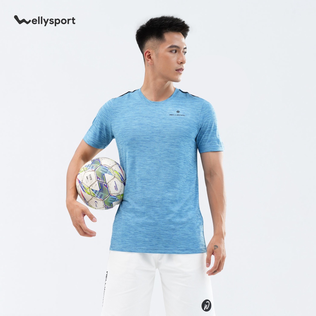 Áo Thun Thể Thao Nam Cổ Tròn Logo, chất liệu cao cấp, Welly Sport, Màu Xanh Dương, Mã ALGNT02