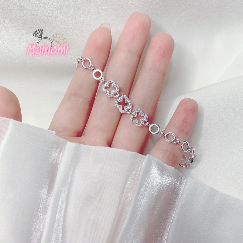 Lắc tay vòng tay nữ bạc ta cỏ 4 lá may mắn, nhẹ nhàng xinh xắn MAINOMI Shop bạc xinhh