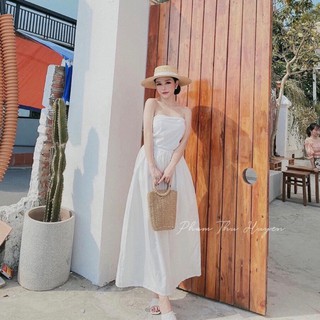 Đầm váy freesize trắng cúp ngực
