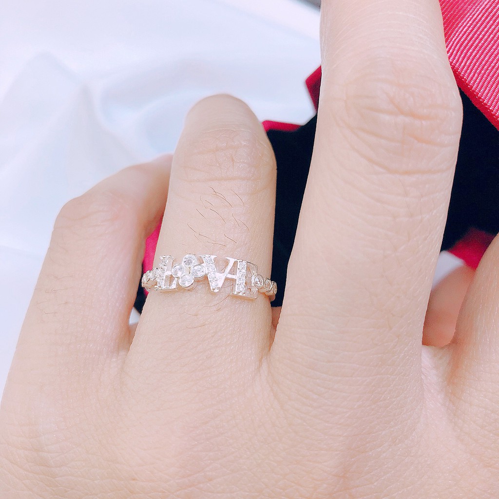 Nhẫn nữ giá rẻ khắc chữ love chất liệu bạc ta N77