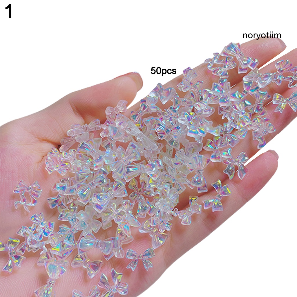 Bộ 50 nơ đính xinh xắn trang trí móng tay 3D DIY