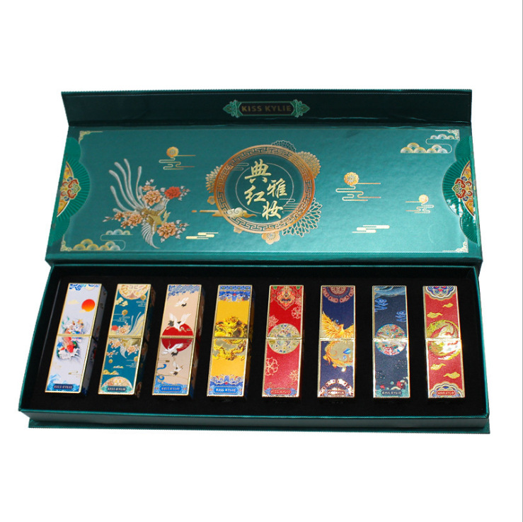 (Hàng Mới Về) Set 8 Son Môi Dưỡng Ẩm Thiết Kế Vỏ Son Phong Cách Trung Hoa