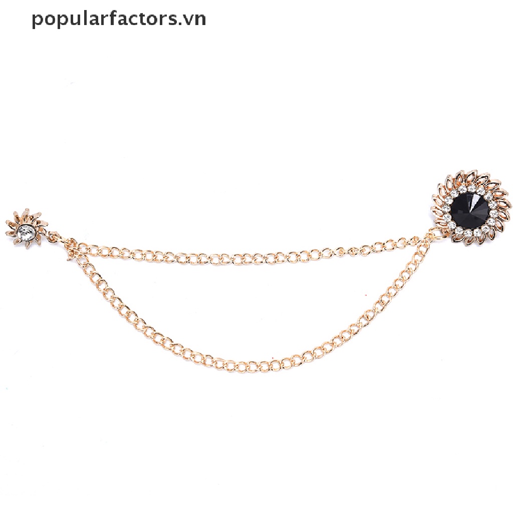 [Phổ Biến] Trâm Cài Áo Sơ Mi Phối Dây Xích Tua Rua Retro Pha Lê Dành Cho Nam Nữ [VN]