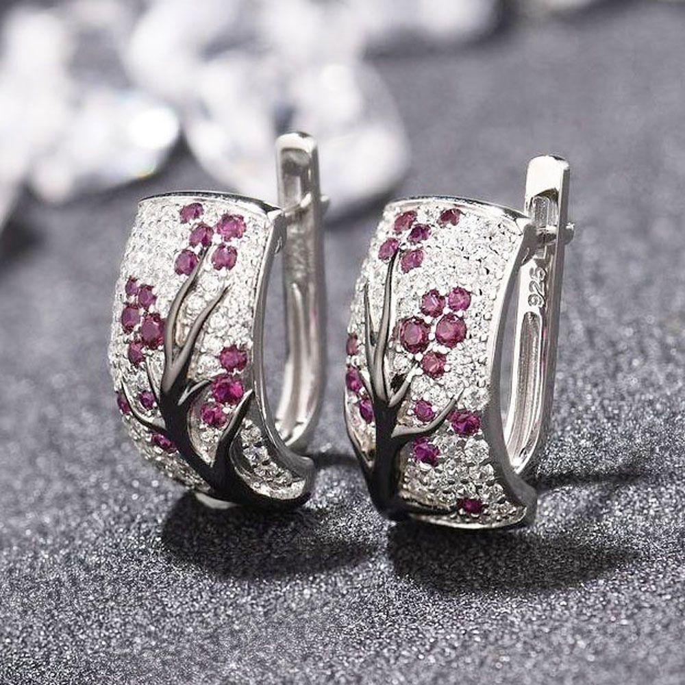 Set 2 Khuyên Tai Nữ Hình Cành Cây Trong Suốt Độc Đáo