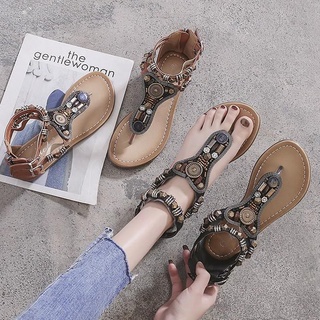 Giày Sandal Đế Bằng Có Khóa Kéo Size Lớn 41 Thời Trang Mùa Hè Cho Nữ